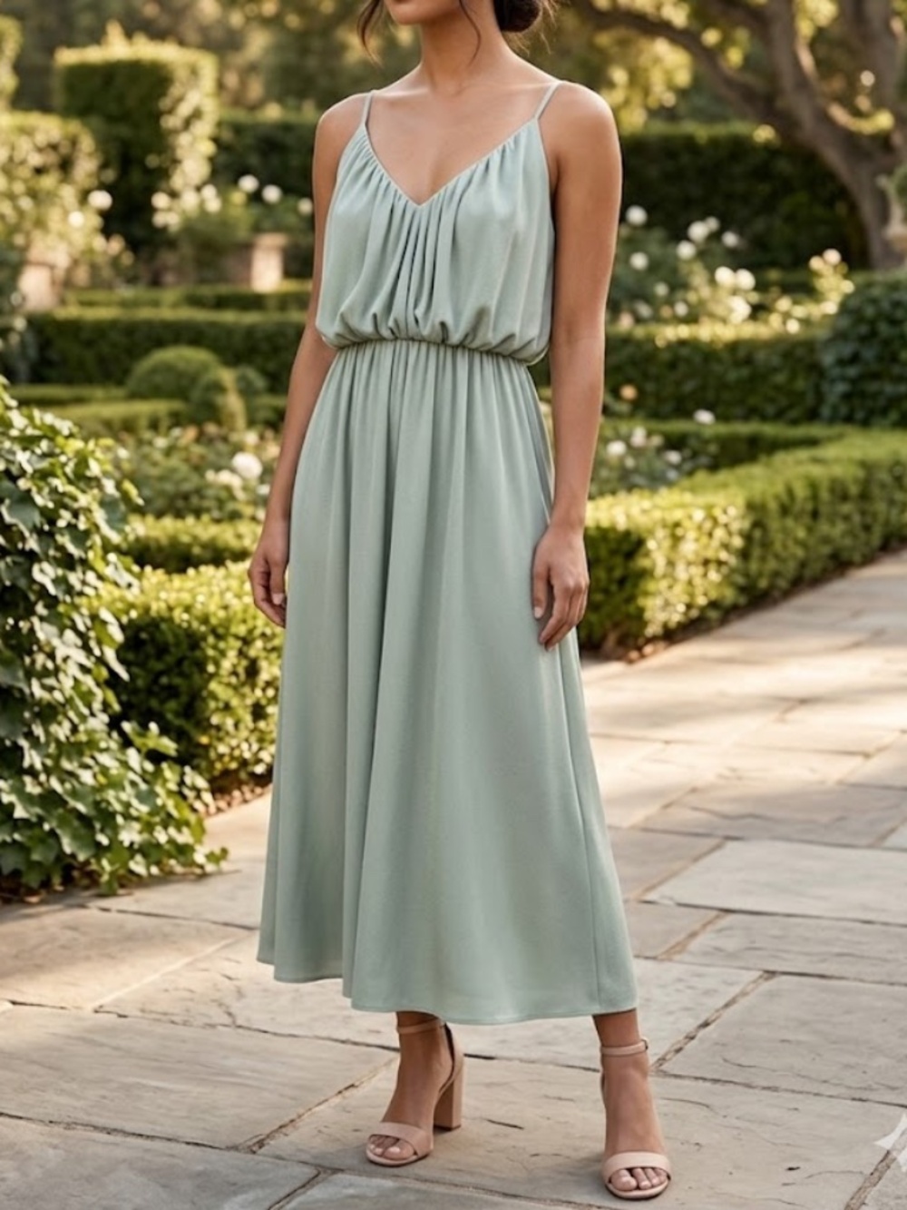 ASOS Sage Green Ruched Blouson Dress | Size 8